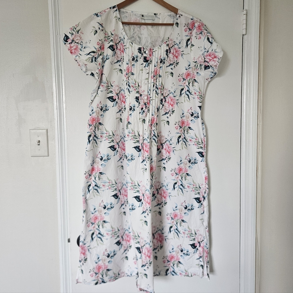 Ella Simone Womens Nightgown Midi Cottagecore Floral Pleated Country XL XXL Rose